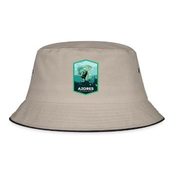 Illustration Insel São Jorge aus der Luft, Azoren - Bucket Hat - Khaki/Schwarz - Vorne