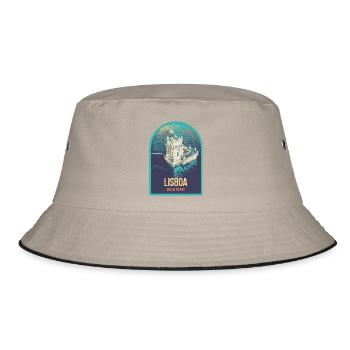 Illustration Belém Tower Lissabon, Luftaufnahme - Bucket Hat - Khaki/Schwarz - Vorne