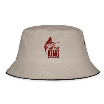 Angler Angelhaken Angelrute Sportfischer - Bucket Hat - Khaki/Schwarz - Vorne