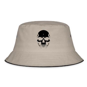 Totenkopf, Totenschädel - Bucket Hat - Khaki/Schwarz - Vorne