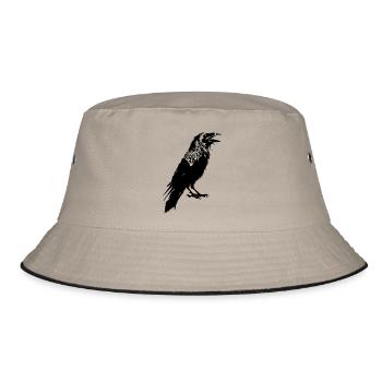 Crow Bird Animal - Bucket Hat - khaki/black - Front