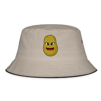 freundlich Kartoffel Gesicht Gesichter Kartoffeln - Bucket Hat - Khaki/Schwarz - Vorne