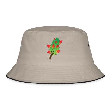 Herbst inspirierter Marihuana Bud - Bucket Hat - Khaki/Schwarz - Vorne