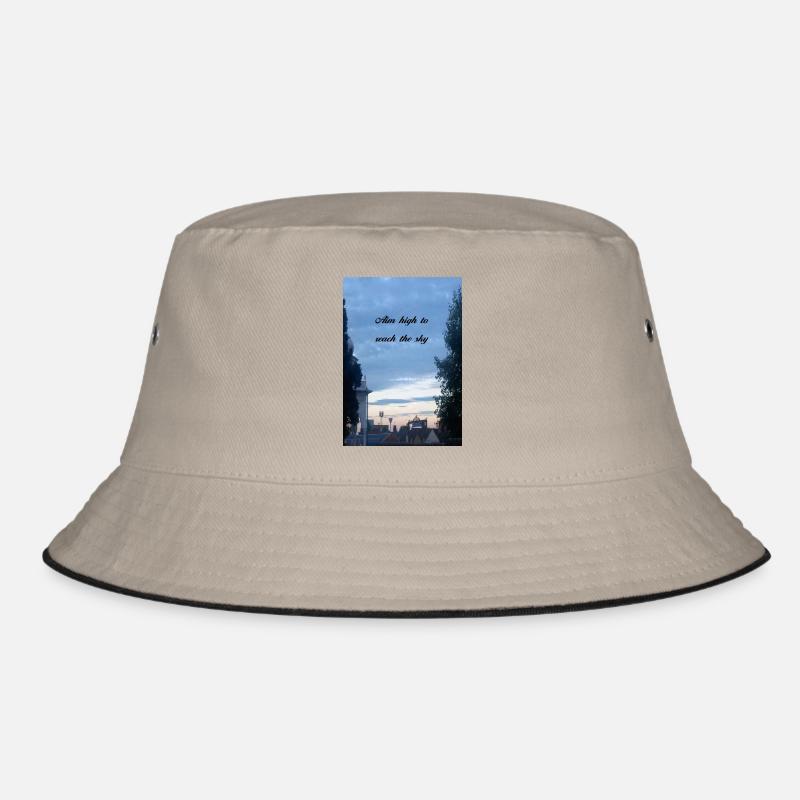 Setze dir hohe Ziele, um den Himmel zu erreichen - Bucket Hat - Khaki/Schwarz