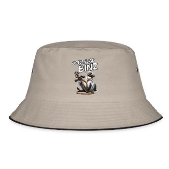Ostseebad Binz mit lustige Möwe mit Anker - Bucket Hat - Khaki/Schwarz - Vorne