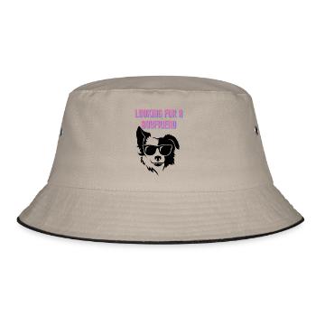 Looking for a Boyfriend (cool dog) - Bucket Hat - khaki/black - Front