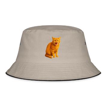 Hissing orange tabby cat - Bucket Hat - khaki/black - Front