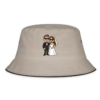 brautpaar sonnenbrille cartoon - Bucket Hat - Khaki/Schwarz - Vorne