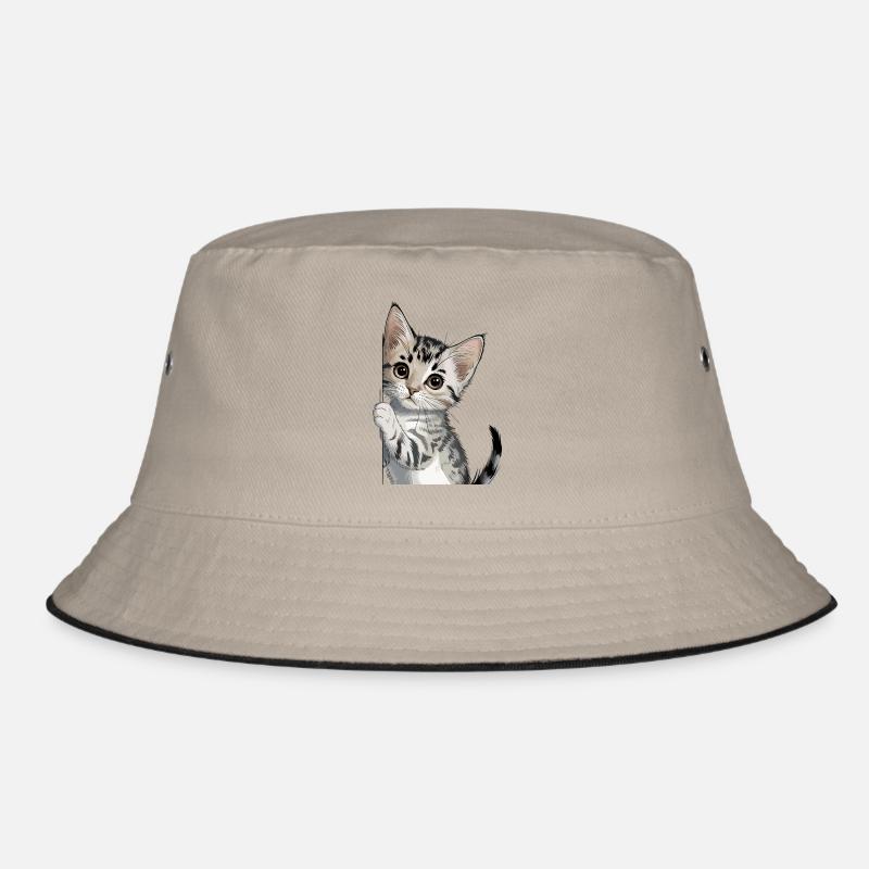 Cute kitten looking around the corner Bucket Hat