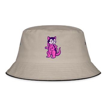 Monster Cat - Bucket Hat - Khaki/Schwarz - Vorne