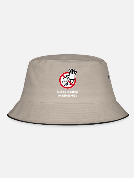 Bitte Keine Meinung! (Warnzeichen Warnschild / 3C) - Bucket Hat - Khaki/Schwarz - Vorne