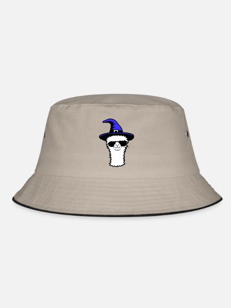 Lama Cool Witch Hat Sunglasses Halloween Alpaca - Bucket Hat - khaki/black - Front
