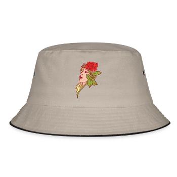 Die junge Frau und die Rose - Bucket Hat - Khaki/Schwarz - Vorne