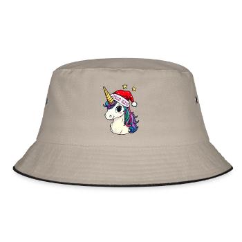 Unicorns Christmas / Merry Xmas - Bucket Hat - khaki/black - Front