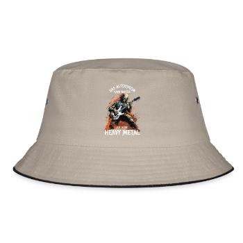 The old people's home can wait - I listen to heavy metal - Bucket Hat - khaki/black - Front