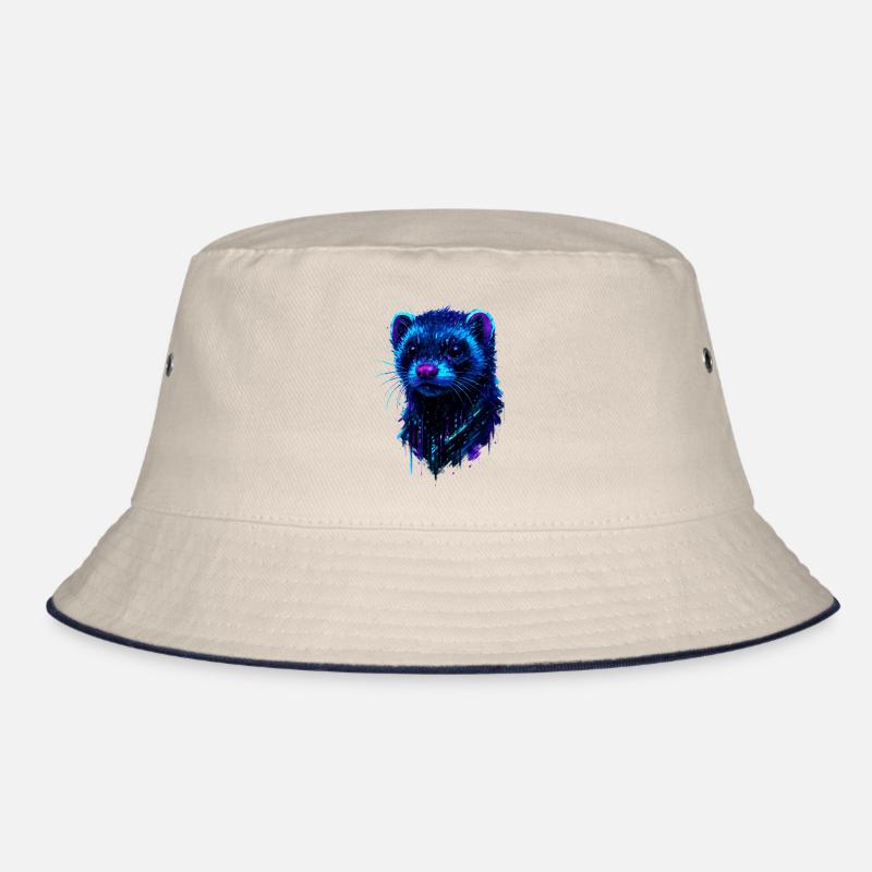 Kosmisches Frettchen mit Neonlichtblitzen Bucket Hat