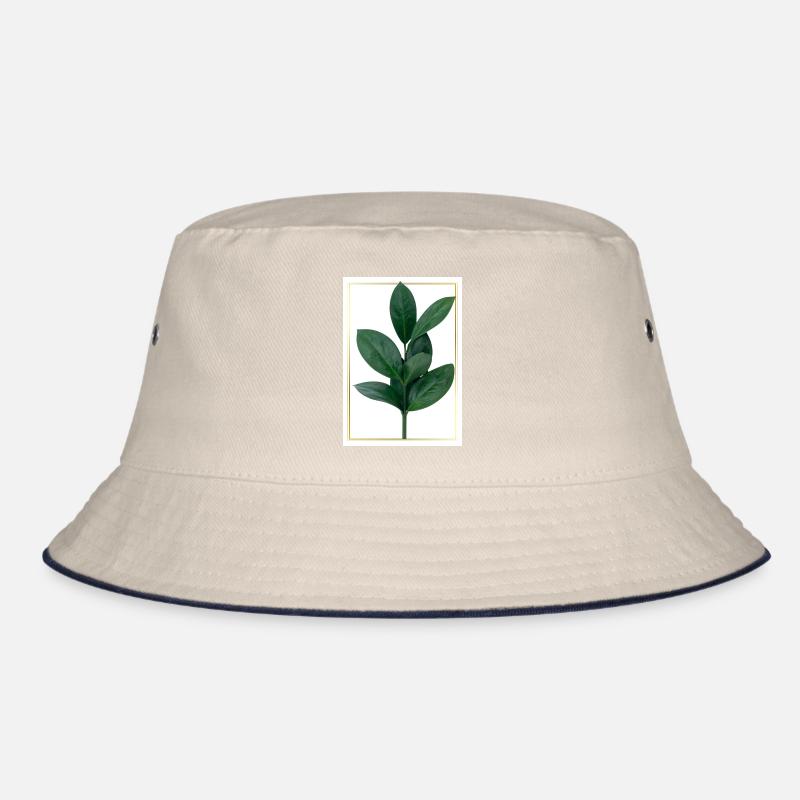 Green leaf branch with gold border Bucket Hat