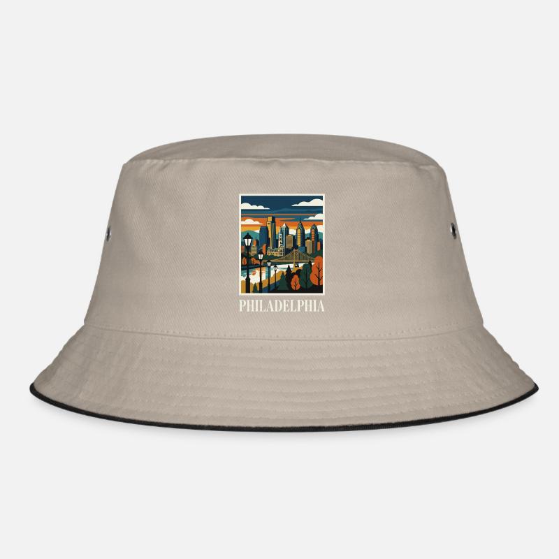 Philadelphia Skyline Sunset Poster Bucket Hat