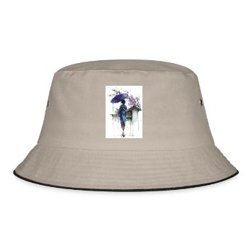 Urbaner Kimono unter dem Schirm - Bucket Hat - Khaki/Schwarz - Vorne