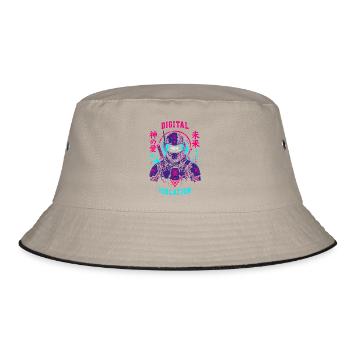 404 User Not Found Techwear Cyberpunk-Design - Bucket Hat - Khaki/Schwarz - Vorne