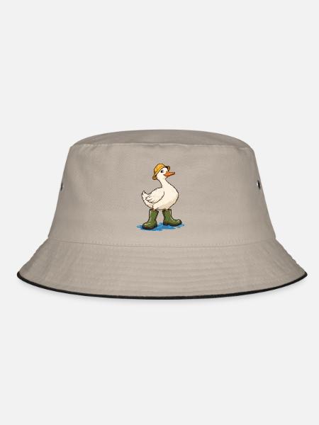 Ente mit Gummistiefeln - Bucket Hat - Khaki/Schwarz