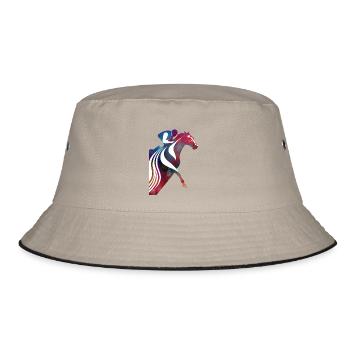 Buntes Pferd mit Reiter - Bucket Hat - Khaki/Schwarz - Vorne