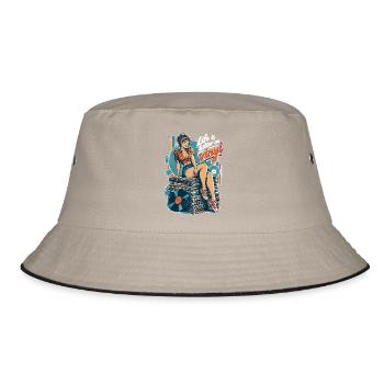 Life is better on vinyl - Pin-Up & Sneaker - Bucket Hat - Khaki/Schwarz - Vorne