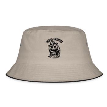 Trash possum with hat looking out of the garbage can - Bucket Hat - khaki/black - Front