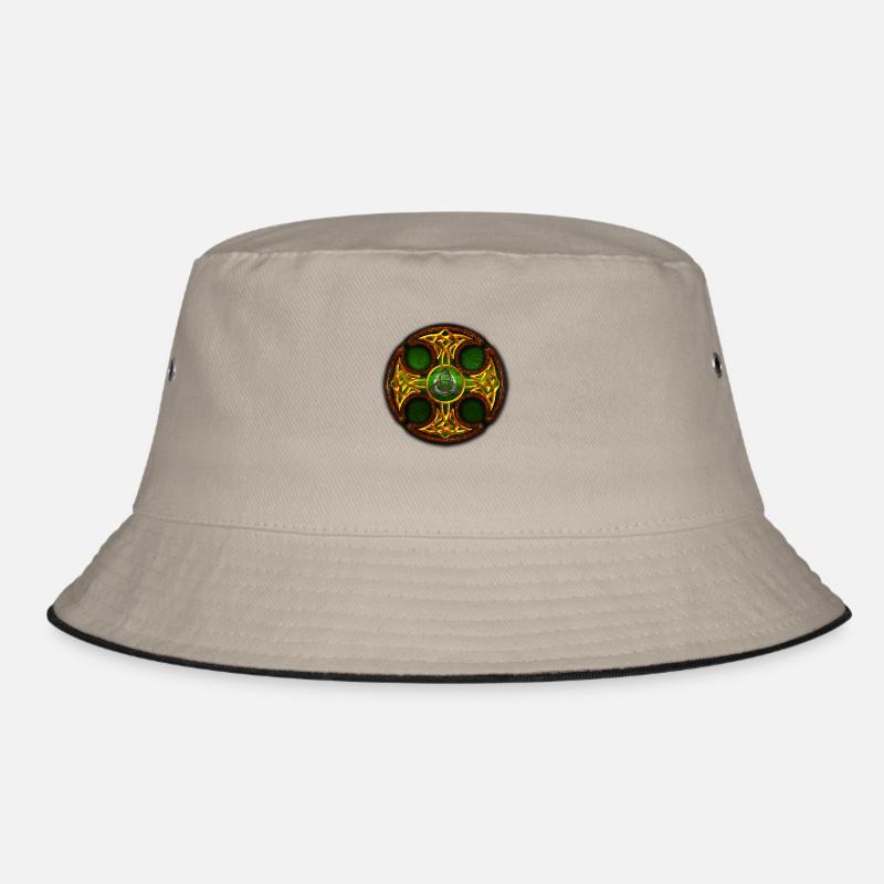 Green Celtic Cross.png - Bucket Hat - khaki/black