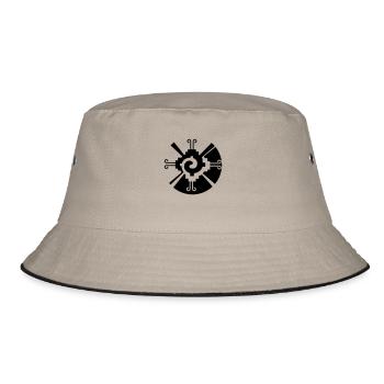 "Galactic Butterfly" / "Hunab Ku" - Bucket Hat - Khaki/Schwarz - Vorne