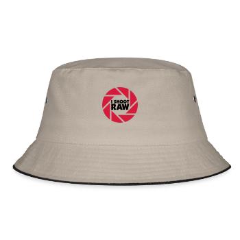 I shoot RAW - schwarz - Bucket Hat - Khaki/Schwarz - Vorne