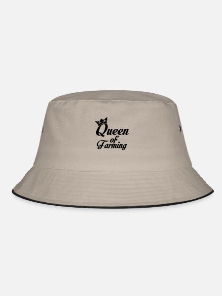 Queen of Farming - Bucket Hat - Khaki/Schwarz - Vorne