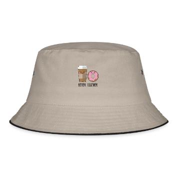 Beste Freunde: Better together - Coffe and Donut - Bucket Hat - Khaki/Schwarz - Vorne