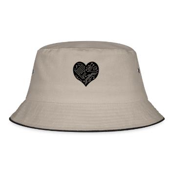 Technology Heart - Bucket Hat - khaki/black - Front