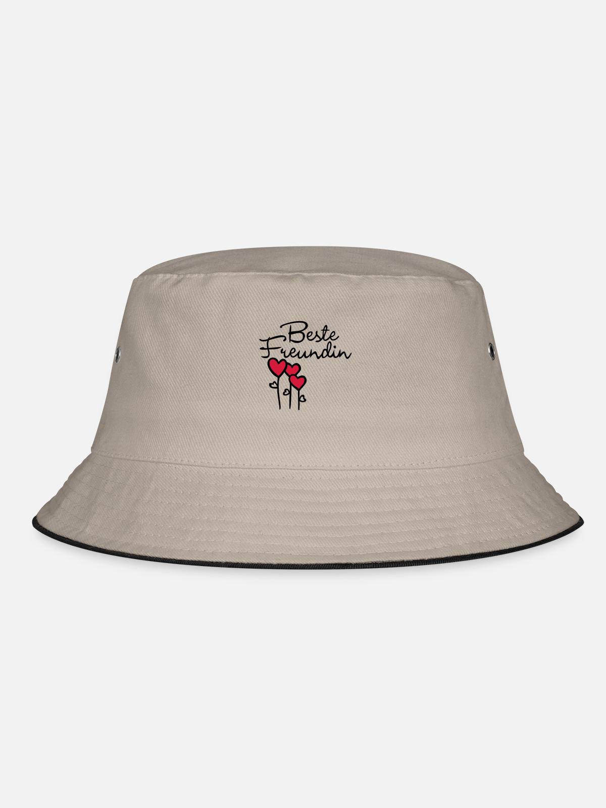 BFF with heart - Bucket Hat - khaki/black - Front