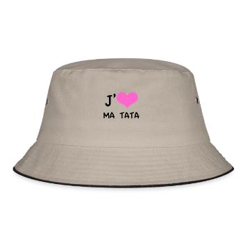 "Ich liebe meine tata" rosa Herz - Bucket Hat - Khaki/Schwarz - Vorne