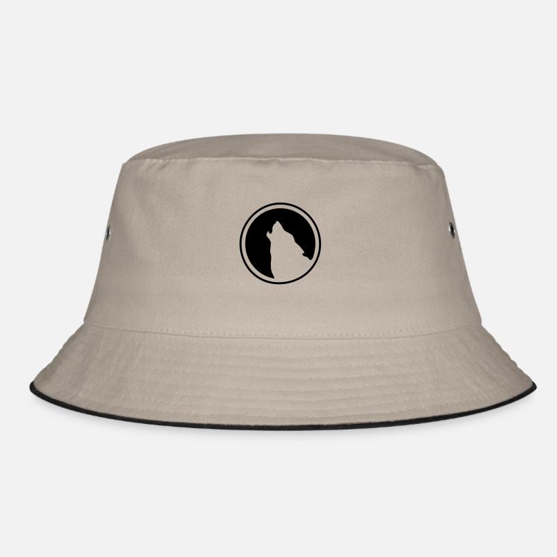 Wolf logo - Bucket Hat - khaki/black