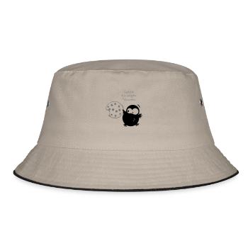 Eine Eule // Endlich ein ruhiges Plätzchen. - Bucket Hat - Khaki/Schwarz - Vorne