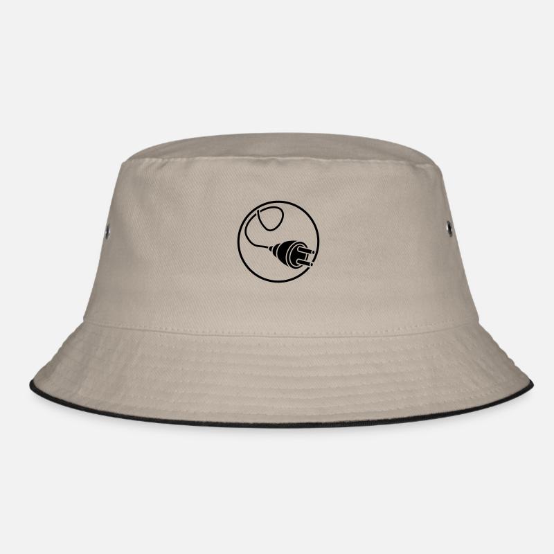 circle round logo connect connection cable plug Bucket Hat