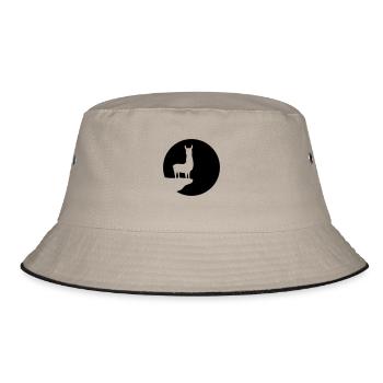 cool moon night sun circle round cliff mountain silho - Bucket Hat - khaki/black - Front