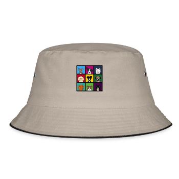 9 x dogs head colourful - Bucket Hat - khaki/black - Front