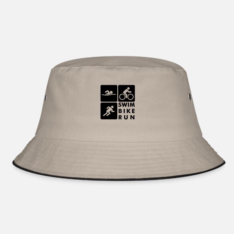 Swim Bike Run Triathlon - Bucket Hat - Khaki/Schwarz