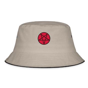 Pentagram in Circle 2c - Bucket Hat - khaki/black - Front