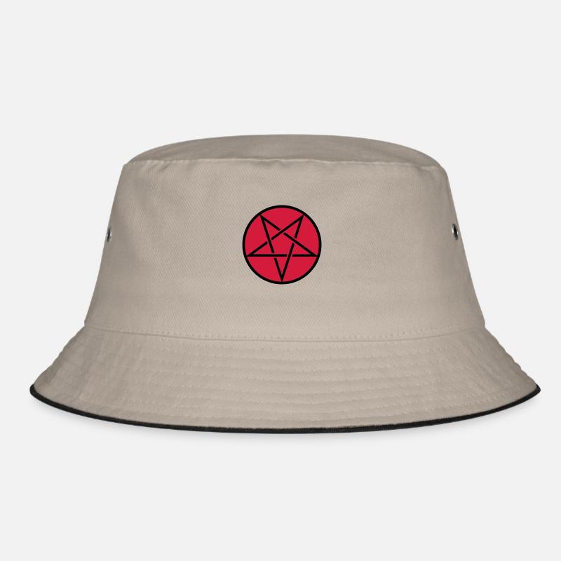 Pentagram in Circle 2c - Bucket Hat - khaki/black