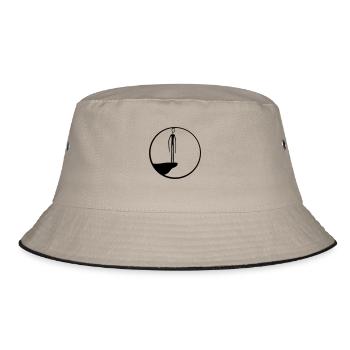 round cliff moon circle night black alien man - Bucket Hat - khaki/black - Front