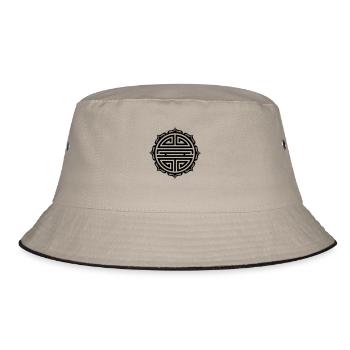 Shou, Chinese,good luck charm, symbol long life / - Bucket Hat - khaki/black - Front