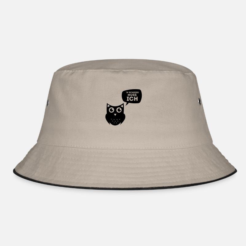 N SCHEISS MUSS ICH - EULENSHIRT - Bucket Hat - Khaki/Schwarz