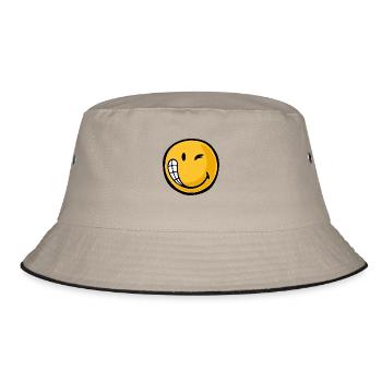 Smiley dude - Bucket Hat - khaki/black - Front