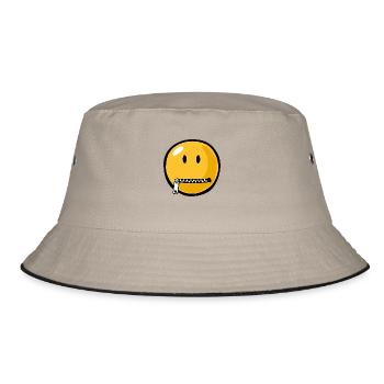 Smiley zipped mouth - Bucket Hat - khaki/black - Front