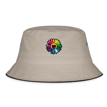 Smiley Colourful Daisy - Bucket Hat - Khaki/Schwarz - Vorne